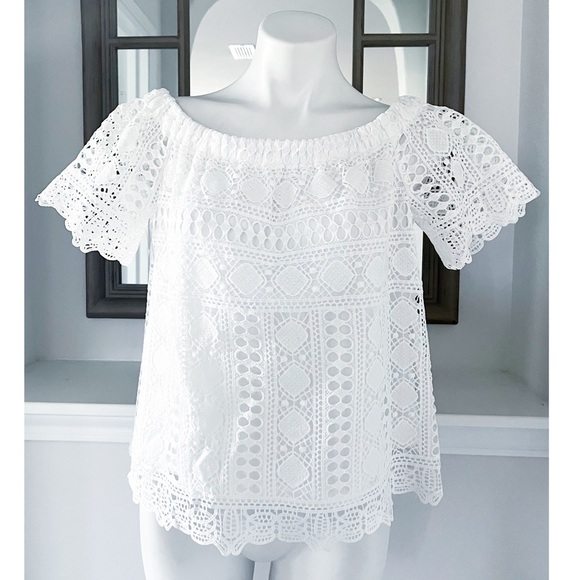 Sunday in Brooklyn White Evie Off-the-Shoulder Top, by Anthropologie Size S NEW - Picture 1 of 10